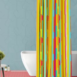 ArtzFolio Yellow & Blue Printed Waterproof Shower Curtain-image-84