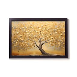 RANDOM Gold Toned Floral & Botanical Wooden Wall Art-48