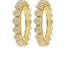 LAVAZZA Pack of 2 Golden Metal Stone & Beads Studded Bangles image 5
