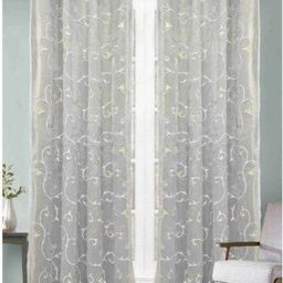 Aura Grey & White 2 Pieces Floral Embroidered Velvet Long Door Curtains-picture-10