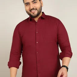 ADWYN PETER Men Plus Size Classic Fit Spread Collar Solid Cotton Casual Shirt-image-65