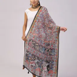Kaizen TEXO FAB Ethnic Motifs Printed Linen Dupatta-16