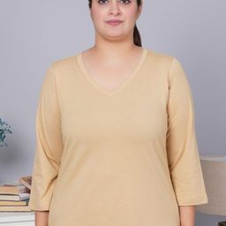 Mlada V-Neck Cotton Relaxed Fit T-shirt-image-20
