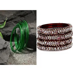 1ST TIME Set Of 16 Green Alloy Artificial Stones & Beads Bangles-picture-33