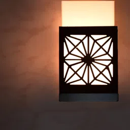 Gojeeva Black Textured Wooden Square Shaped Wall Lamps-image-14