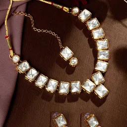 ASMITTA JEWELLERY Gold Plated Kundan Studded Choker Jewellery Set-13