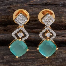 Kushal's Fashion Jewellery Rhodium-Plated Zircon Studded Square Drop Earrings-45