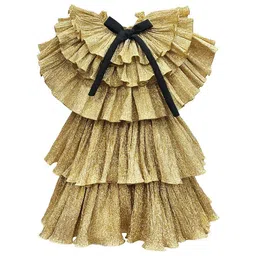 Alyaansh Couture Girls Layered Shimmer Fit & Flare Dress-picture-6
