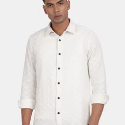 Blu MNKY Men Smart Slim Fit Solid Spread Collar Casual Shirt-image-58