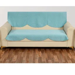 Myntra Elegant Homes Blue Solid Velvet 2 Piece Sofa Cover Without Arms-picture-9