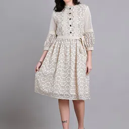Tulsattva Floral Print Puff Sleeve Fit & Flare Midi Dress-image-63