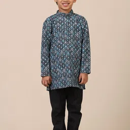 Stuffie Land Boys Embroidered Regular Pure Cotton Straight Kurta with Pyjamas-17