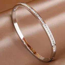 Shining Diva Fashion Women Crystals Silver-Plated Kada Bracelet-46