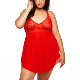 ZERJAMA Baby Doll Red Semi transparent nightwear-image-75