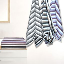 Athom Living Iris Violet & Grey 6 Pieces Striped Cotton 210 GSM Bath Towels-17