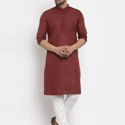 Attigo Men Mandairan Coller Thread Work Kurta-image-57