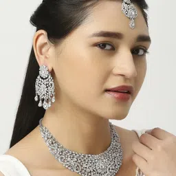 VATSALYA creation Silver-Toned Stainless Steel Jewellery Set-image-99