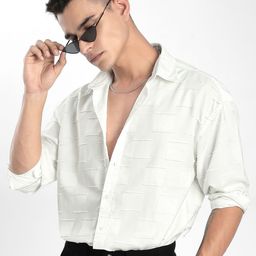 Beyoung Men Relaxed Fit Spread Collar Textured Casual Shirt-picture-14