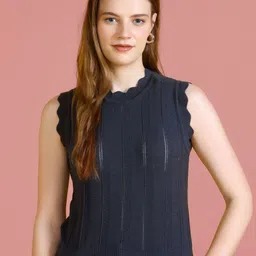 Mast & Harbour Self Design Round Neck Cotton Top-picture-29