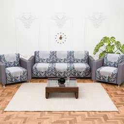 Kuber Industries Grey & Blue 10 Pieces Printed 5 Seater Cotton Sofa Covers-image-94