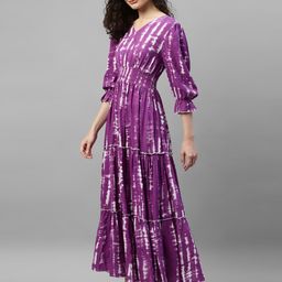 Femvy Printed V-Neck A-Line Midi Dress-picture-31
