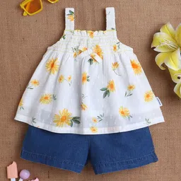 MeeMee Girls Printed Sleeveless Top with Shorts-image-90