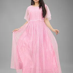 A TO Z CART Women Self Design Fit & Flare Maxi Dress-image-5
