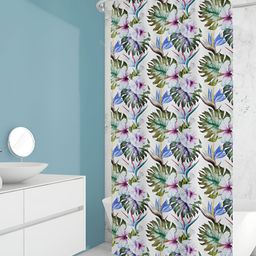 ArtzFolio White & Green Printed Waterproof Shower Curtain-image-95