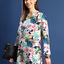 Hancock Women Floral Printed Mandarin Collar Longline Tunic-image-92