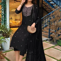 KALINI Women Ethnic Motifs Embroidered Regular Kurta with Trousers & With Dupatta-picture-10