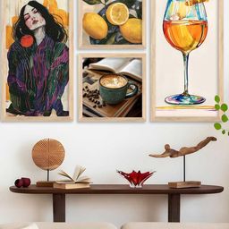 WALLLANE Brown 4 Piece Wood Abstract Wall Paintings-image-48