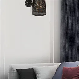 decorativeray Black Metal Traditional Frustum Shaped Wall Lamp-image-91
