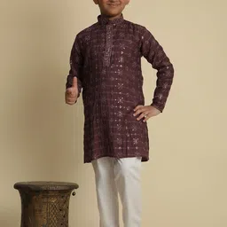 Pro-Ethic STYLE DEVELOPER Boys Paisley Embroidered Regular Pure Cotton Kurta with Pyjamas-picture-17