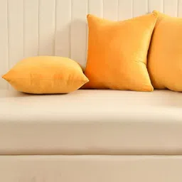 Yellow Weaves Yellow Set of 3 Velvet Square Cushion Covers-image-28