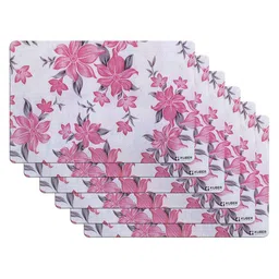 Kuber Industries 6-Pcs White & Pink Printed Fridge Mat-44