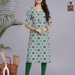 HERE&NOW Women Ethnic Motifs Printed Crepe Kurta-image-85