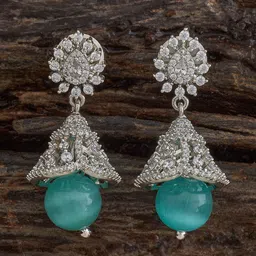 Kushal's Fashion Jewellery Rhodium-Plated Dome Shaped Zircon Studded Jhumkas-image-99