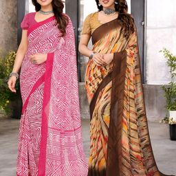 Moda RapidoPack of 2 Floral Pure Georgette Saree-image-71