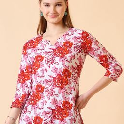 SANGOURI Floral Printed Kurti-image-3
