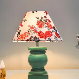 Decorcity Green Wood Traditional Frusturical Shaped Table Lamp-9
