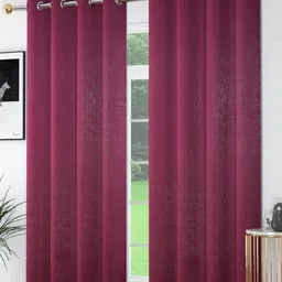 Banchmark Home Furnishings Purple & Grey 2Pcs Ethnic Printed Black Out Window Curtains-image-45