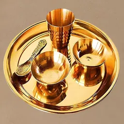 DARIDRA BHANJAN Yellow Traditional Pooja Thali Set-image-10