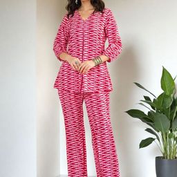 SZN Printed V Neck Tunic With Trousers Co-Ords-image-35