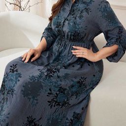Sztori Women Floral Printed Shirt Midi Dress-image-34
