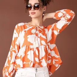LIMEROAD Women Floral Printed Lace-Up Fusion Top-picture-15