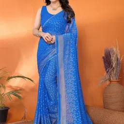 AMRUTKALA SAREES Gotta Patti Floral Block Print Saree-37
