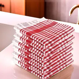 Kuber Industries Red & White 24 Pcs Printed Cotton Kitchen Towels-40