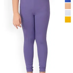 FRENCH KLEIDER Girls Pack Of 5 Cotton Mid-Rise Churidar-Length Leggings-picture-19