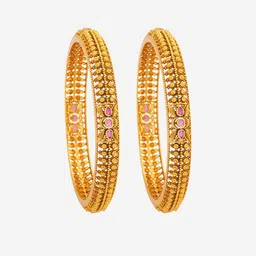 kushal's fashion jewellery Kushal's Fashion Set Of 2 Gold-Plated Artificial Stone -Studded Bangles image 3