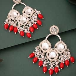 MEIRA JEWELLERY Gold-Plated Artificial Stones Studded Contemporary Drop Earrings-picture-49